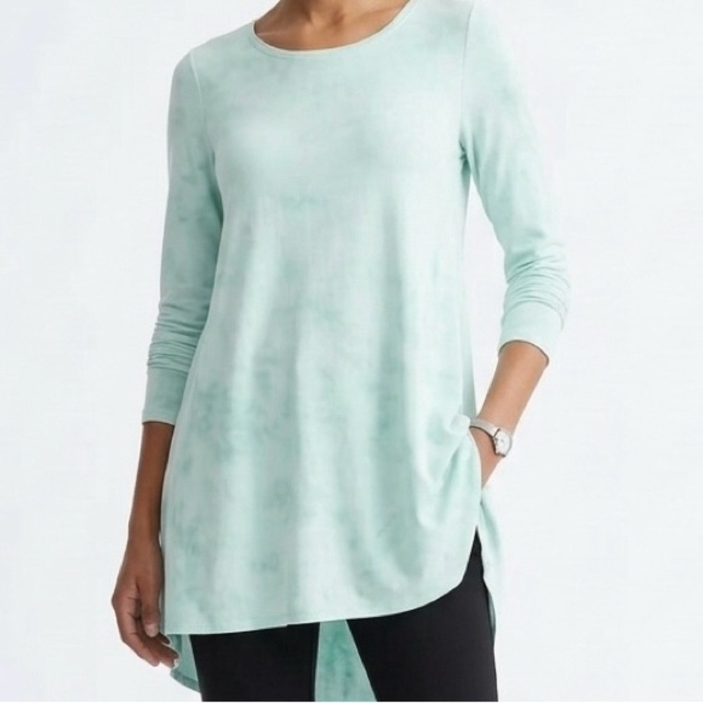 JILL Pure Jill Pima Cotton Tunic Top Mint Tie Dye Long Sleeve S
